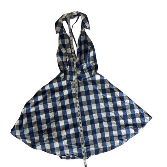 GUESS Blue Gingham Halter Dress Size 2 Fit & Flare Checkered Dress - Picture 6 of 10
